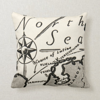 North Sea Map Graphic Bold Compass Cushion