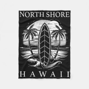 North Shore Hawaii Surf Hawaiian Oahu Vintage Surf Fleece Blanket