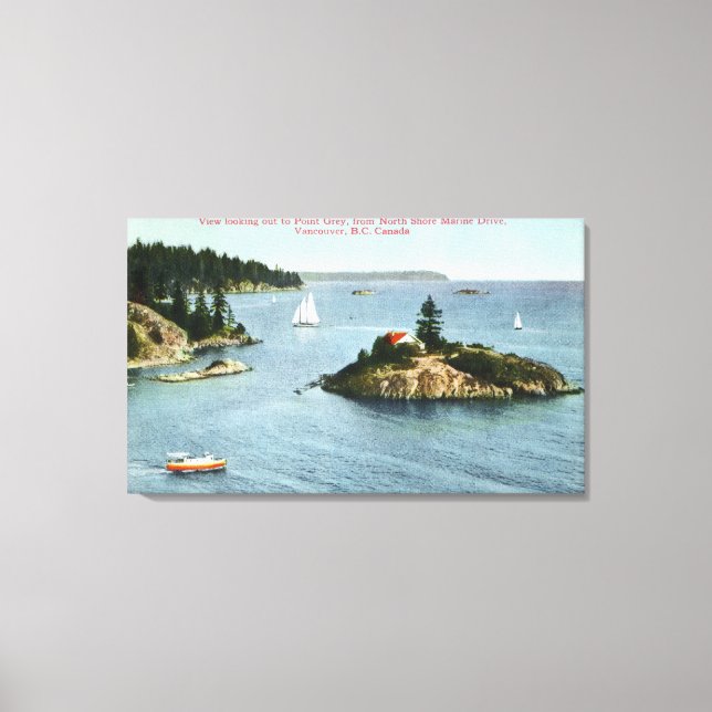 North Shore Marine Drive View of Point Grey Canvas Print (Front)