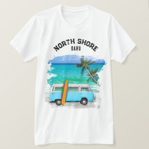 North Shore Oahu Blue Vintage Van Surfboard T-Shirt