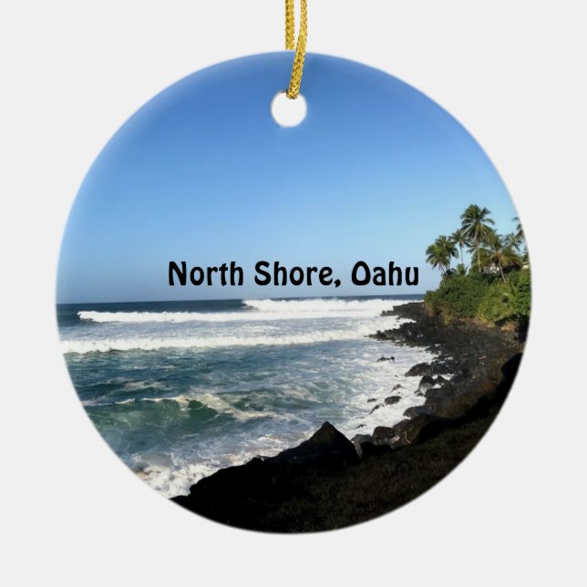 North Shore, Oahu Ceramic Tree Decoration (Front)