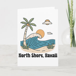 North Shore Oahu Hawaii Souvenir Surfing Hawaiian Card