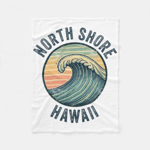 North Shore Oahu Hawaii Souvenir Surfing Hawaiian Fleece Blanket