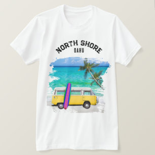 North Shore Oahu Yellow Vintage Van Surfboard T-Shirt