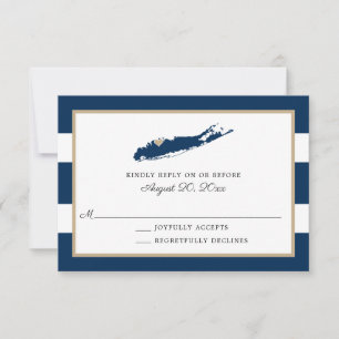 North Shore of Long Island with heart Wedding RSVP Card
