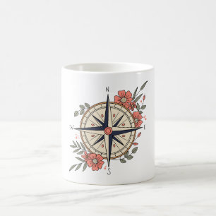 North, ,South, East, and West With Flowes Coffee Mug