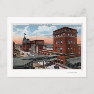 North Station - Railroad Depot Postcard