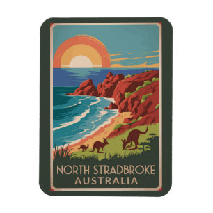 North Stradbroke Island Kangaroos Illustration Magnet