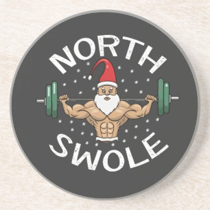 North Swole Funny Muscle Santa Christmas Fitness Coaster