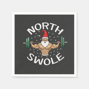 North Swole Funny Muscle Santa Christmas Fitness Napkin