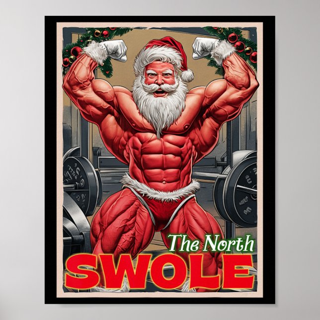North Swole Funny Muscular Santa Flex Muscle Chris Poster (Front)