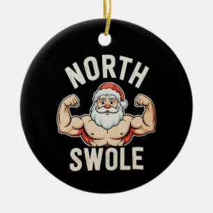 North Swole Santa Gym Workout Fitness Christmas Ceramic Tree Decoration