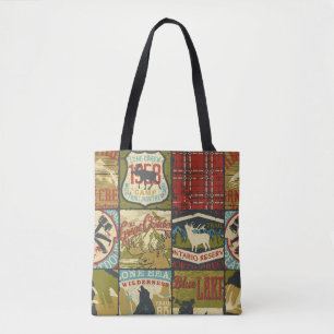 North territories adventure sign and symbol patchw tote bag