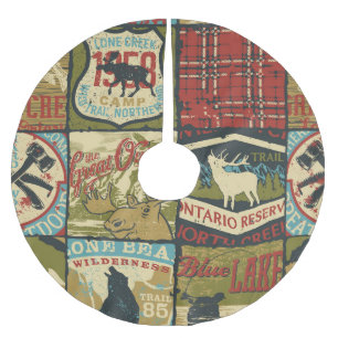 North Territories Adventure: Symbolic Patchwork Brushed Polyester Tree Skirt