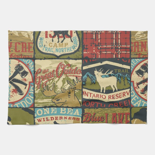 North Territories Adventure: Symbolic Patchwork Tea Towel (Horizontal)