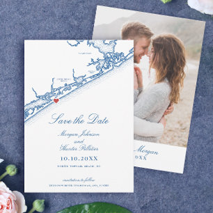 North Topsail Beach Map Elegant Navy Blue Wedding Save The Date