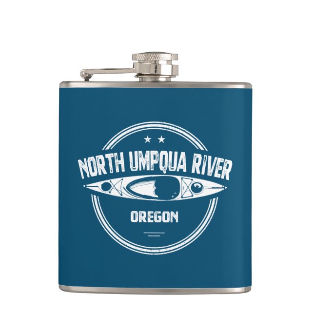 North Umpqua River Oregon Kayak Hip Flask (Front)
