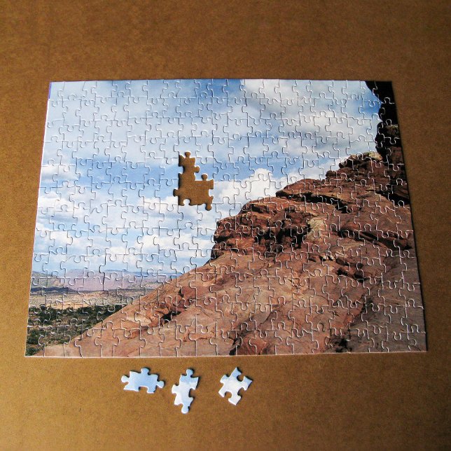 North Window Arch Utah Desert Landscape Photo Jigsaw Puzzle (North Window Arch Puzzle in progress, in situ)