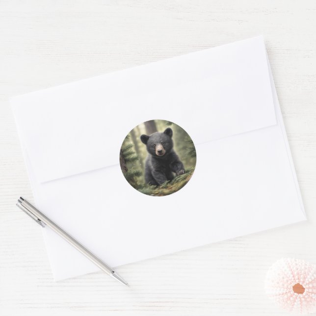 North Woods Little Black Bear Cub Sticker (Envelope)