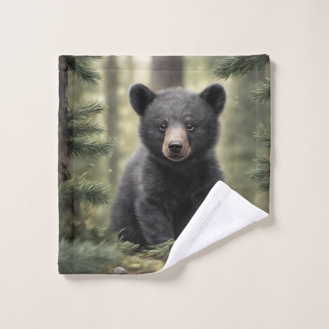 North Woods Little Black Bear Cub Towel (Wash Cloth)