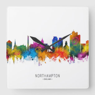 Northampton England Skyline Square Wall Clock