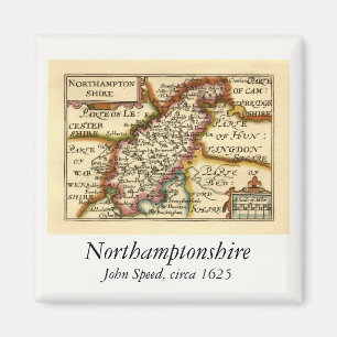 Northamptonshire County England Antiquarian Map Magnet