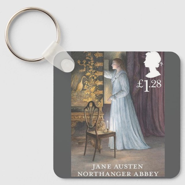 Northanger Abbey stamp and quote Key Ring (Front)