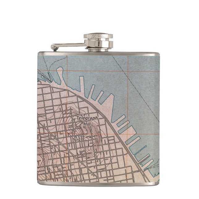 Northeast San Francisco Topographic Map Hip Flask (Front)
