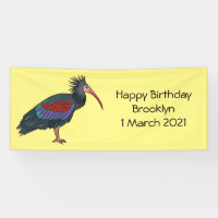 Northern bald ibis bird cartoon illustration