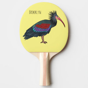 Northern bald ibis bird cartoon illustration ping pong paddle