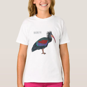 Northern bald ibis bird cartoon illustration T-Shirt