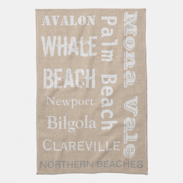 Northern Beaches linen-look Tea Towel (Vertical)