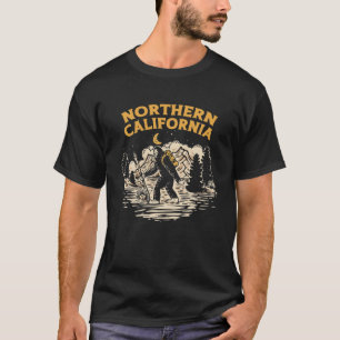 Northern California Hiking Bigfoot Night Mountains T-Shirt