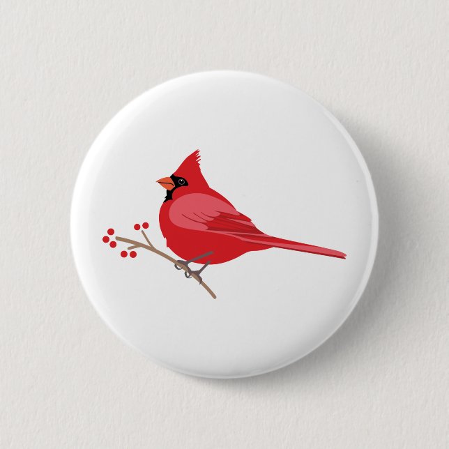 Northern Cardinal 6 Cm Round Badge (Front)