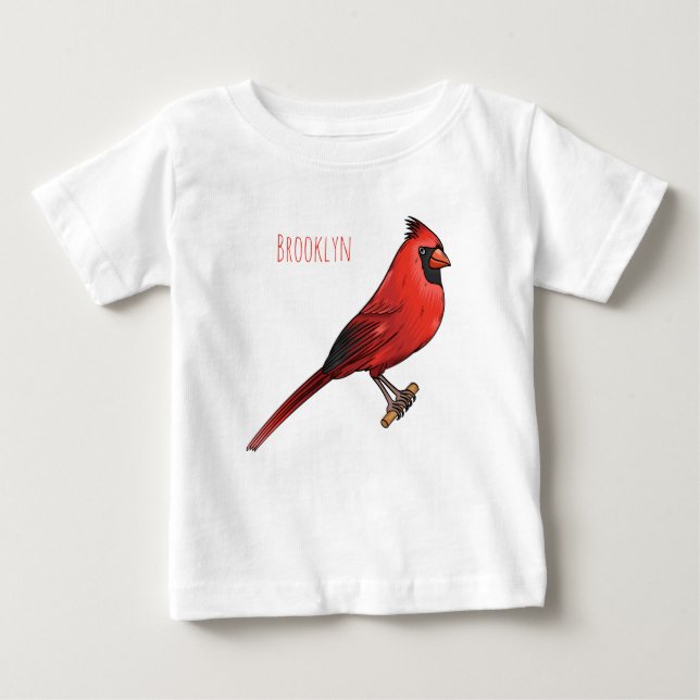 Northern cardinal bird cartoon illustration baby T-Shirt (Front)