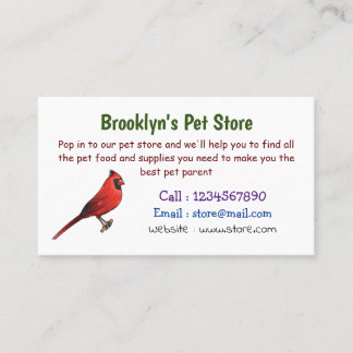 Northern cardinal bird cartoon illustration  business card