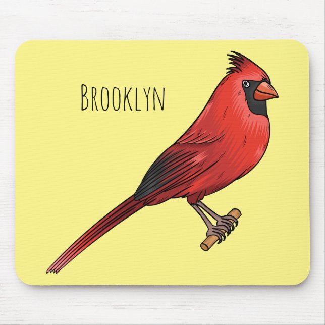 Northern cardinal bird cartoon illustration  mouse pad (Front)