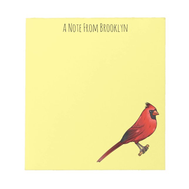 Northern cardinal bird cartoon illustration notepad (Front)