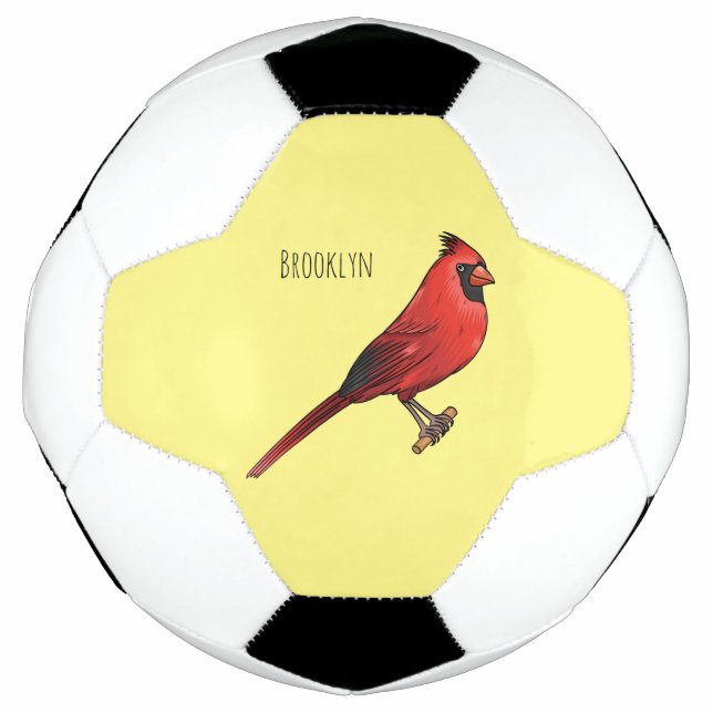 Northern cardinal bird cartoon illustration  soccer ball (Front)