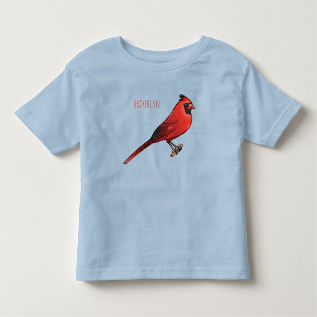 Northern cardinal bird cartoon illustration  toddler T-Shirt (Front)