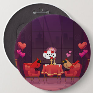 Northern Cardinal Birds Dinner Date 6 Cm Round Badge