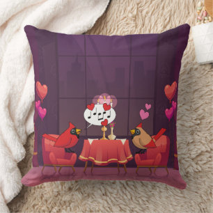 Northern Cardinal Birds Dinner Date Cushion