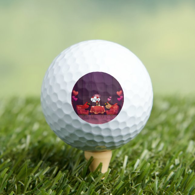 Northern Cardinal Birds Dinner Date Golf Balls (Insitu Tee)