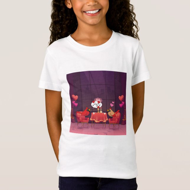 Northern Cardinal Birds Dinner Date T-Shirt (Front)