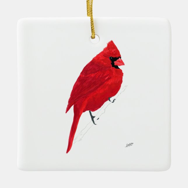 Northern Cardinal Ceramic Ornament (Front)