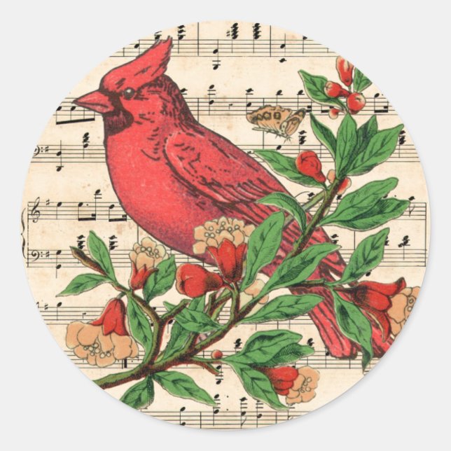 Northern Cardinal Classic Round Sticker (Front)