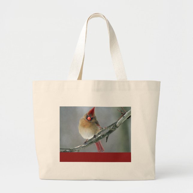 Northern Cardinal Female Large Tote Bag (Front)