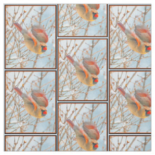 Northern Cardinal Flying - Original Photograph Fabric