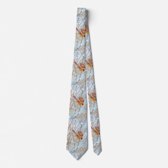 Northern Cardinal Flying - Original Photograph Tie (Front)