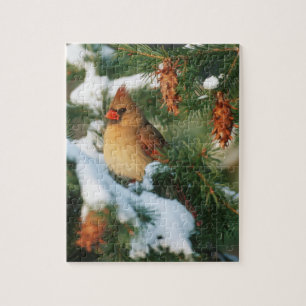 Northern Cardinal in tree, Illinois Jigsaw Puzzle